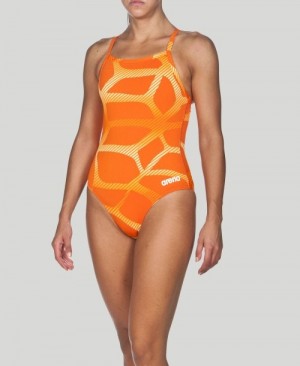 Μαγιό Arena Spider Light Drop Back γυναικεια πορτοκαλι | 89669067