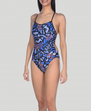 Μαγιό Arena USA Allover Booster Back γυναικεια σκουρο μπλε | 70287978